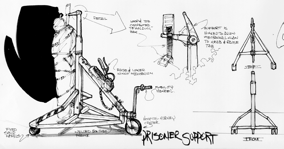 This one is a concept drawing of a prison rack that never made it into Fallout.