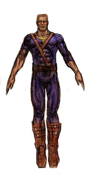 The same concept art image of the Vault Dweller, only this one in colors.