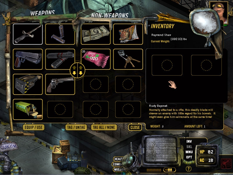 Divided into weapons and non-weapons<br />
<br />
Screenshot from the Static tech-demo<br />...