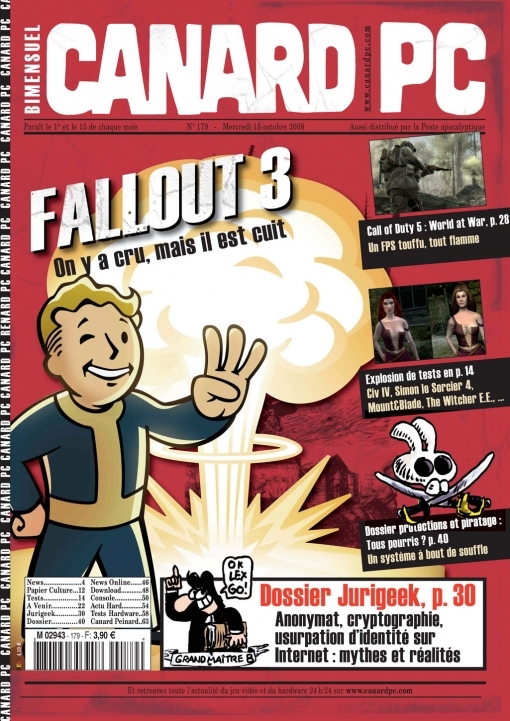 On Fallout 3, it reads &quot;On y a cru, mais il est cuit!&quot;, which roughly translates as...