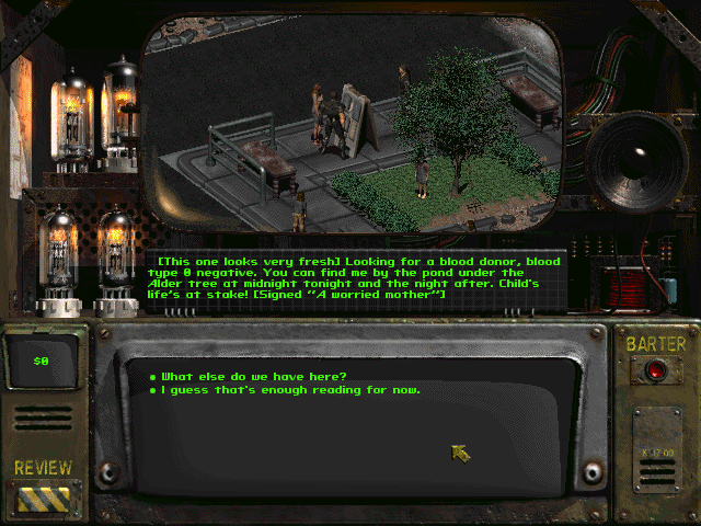 From &quot;Fallout: Between Good &amp; Evil&quot;<br />
<br />
http://www.towerofcreation.com/
