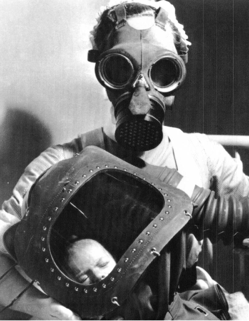 A happy mother posing with her baby in their family C.B.R. (chemical biological radiological)...