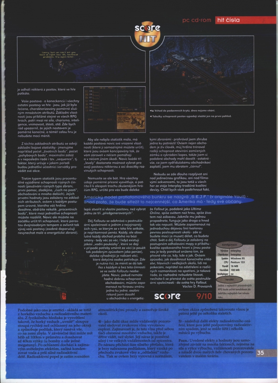 Photo "Score Fallout review (1998) CZ" in the album